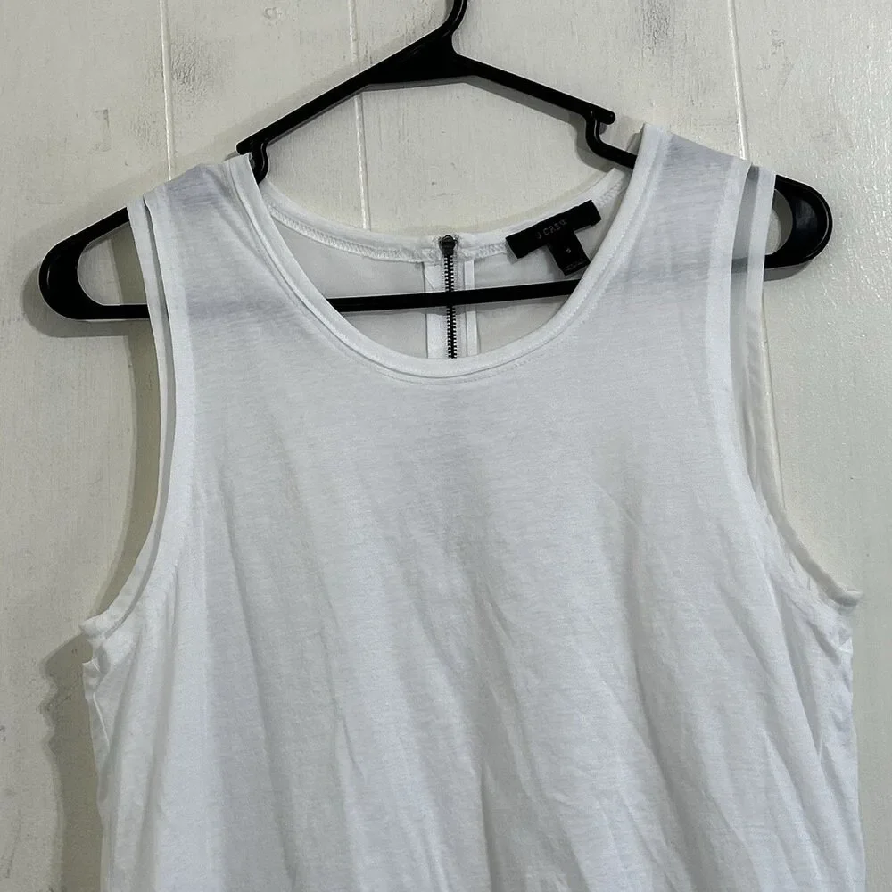 J Crew Tank Top Size Small Women’s White Layered Sleeveless Ruffle High Neck